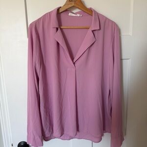 All in Favor Soft Pink Blouse Womens Large Business casual top EUC